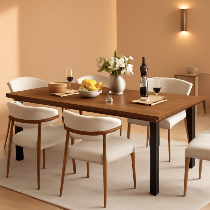 Dining Room Table for 6-8 People, 79”Dining Table, Brown | Kitchen Table with Iron Legs and Irregular Desktop, Quick Assembly, 300 Lbs Capacity, for Kitchen, Living Room(Only Table）