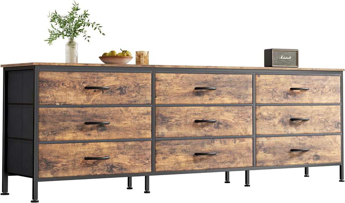 Rustic Brown 9-Drawer Dresser & TV Stand