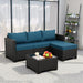 Outdoor Furniture Set 3 Pieces Wicker Patio Furniture Outdoor Sectional Patio Couch Outdoor Coffee Table All-Weather Non-Slip Cushions Waterproof Covers, Peacock Blue