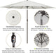 10FT Outdoor Patio Umbrella, Outdoor Table Umbrella, Yard Umbrella, Market Umbrella with 8 Sturdy Ribs, Push Button Tilt and Crank