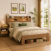 Wooden Queen Bed Frame with Storage Headboard, Farmhouse Platform