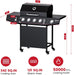 4-Burner Propane Gas Grill with Side Burner, 50,000 BTU Gas BBQ Grill with Stainless Steel Grates,Easy-Clean Grease, Side Tablesfor Patio, Camping, Backyard