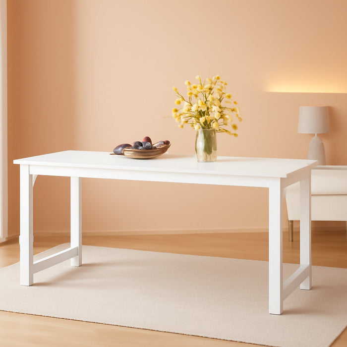 70.9 Inch Large Dining Table Rectangular Kitchen Furniture for 6 to 8 People, White