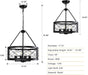 Vintage Chandelier for Entryway, 4 Lights Farmhouse Dining Room Light Fixture, Modern Rustic Black Chandeliers, Industrial Metal Drum Light Fixtures for Kitchen Island Foyer Living Room