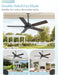52 Inch Outdoor Ceiling Fan without Light, Waterproof IP65 Wet-Rated, Plug-In Black Ceiling Fan No Light, Remote Control with 6-Speed DC Motor, Hanging Fans with Cord for Patio Porch Gazebo