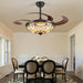 48" Tiffany Retractable Ceiling Fan with Light - (Red Dot, Black)
