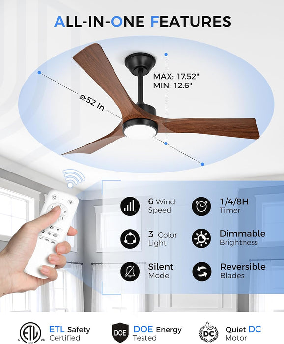 Damp Rated 52 Inch Ceiling Fan Remote Control