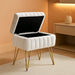 Vanity Stool Chair Faux Fur with Storage, 15.7"L X 11.8"W X 19.4"H Soft Ottoman 4 Metal Legs with Anti-Slip Feet, Furry Padded Seat, Modern Multifunctional Chairs for Makeup, Bedroom White