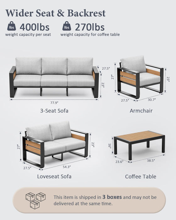Aluminum Outdoor Patio Furniture Set with Table,7 Seat,Dark Gray