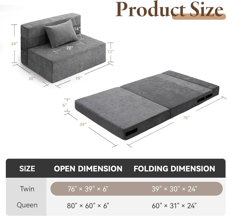 Twin Memory Foam Convertible Sofa Bed PremiumEdition