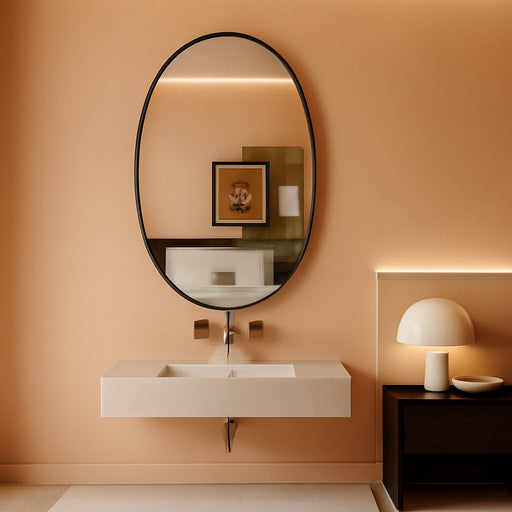 Oval Mirror,20X28 Small Bathroom Mirror,Bathroom Mirrors,Black Mirror for Bathroom,Oval Mirrors for Bathroom,Espejo De Baño(Black)