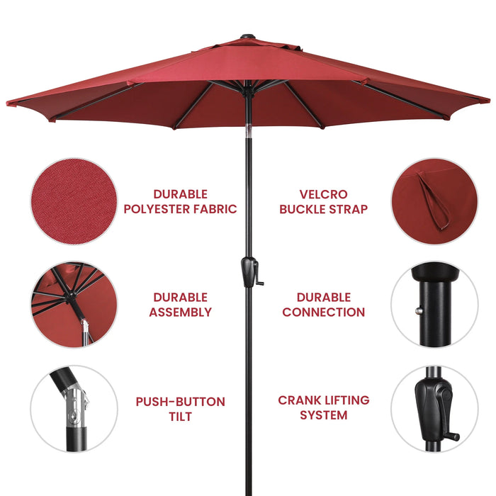 Havenside Home  9' round 8Rib Aluminum Market Umbrella, Base Not Included Red