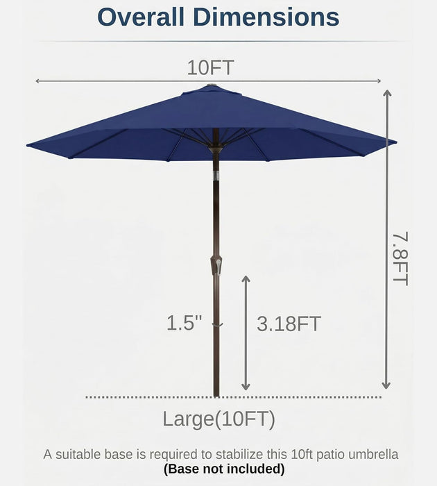 10FT Patio Umbrella, Outdoor Umbrella with Push Button Tilt and Crank, 8 Sturdy Ribs, UV Protection & Waterproof Market Umbrella for Pool, Backyard, Beach,Deck