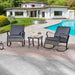 3-Piece Metal Patio Conversation Set with Grey Cushions