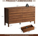 55" Mid-Century Modern Dresser for Bedroom, 6 Drawer Wide Chest of Drawers with Wood Legs, Large Storage Bedroom Dresser, Walnut