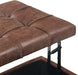 Harrison 36 Inch Wide Transitional Square Coffee Table Storage Ottoman in Distressed Umber Brown Vegan Faux Leather, Assembled, for the Living Room and Bedroom