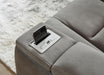 Next-Gen Durapella Modern Faux Leather Power Reclining Sofa with Adjustable Headrest, Gray