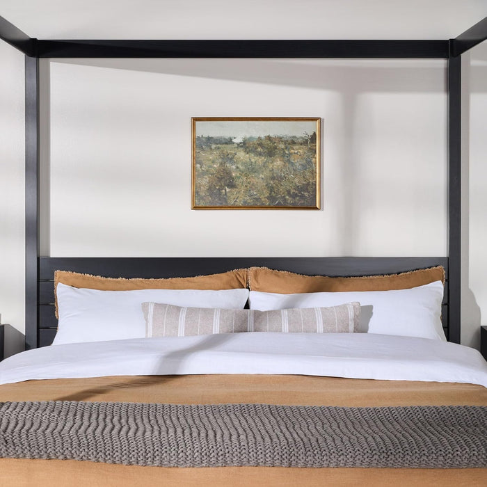 Isla Slatted Headboard Canopy Bedframe, King, Black