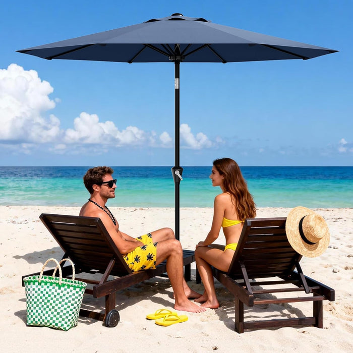 10FT Umbrella Outdoor Patio, Backyard Umbrella with 8 Sturdy Ribs, Push Button Tilt and Crank, Waterproof UV Protection for Garden, Table, Pool, Market