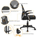 Home Office Chair Work Desk Chair Swivel Computer Mesh Chair with Flip-Up Arms Adjustable Height Lumbar Support Executive Office Task Chair for Home Office Students Study, Black