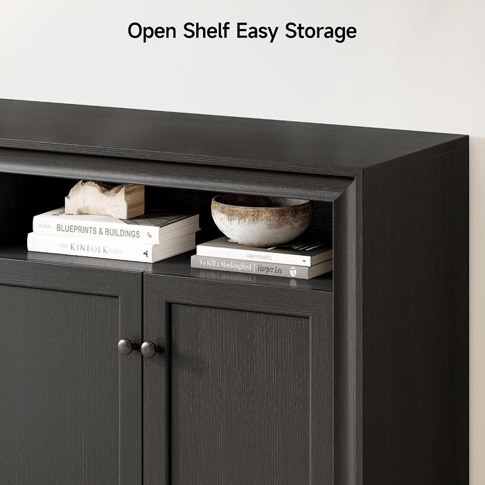 60 Inches Sideboard Buffet Cabinet with Storage and 4 Doors, Black