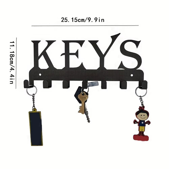 Black Metal Key Holder Hooks: Wall Hanging, Wall-Mounted Coat Rack. Sweet Home Wall Hanger, Iron Art Decor for Front Door