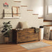 Executive Rustic Brown Storage Bench Double Hinges