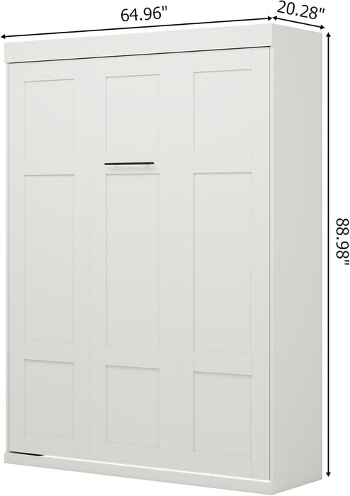 65 Inch Queen White Murphy Bed FlexibleSlatSystemEnhanced