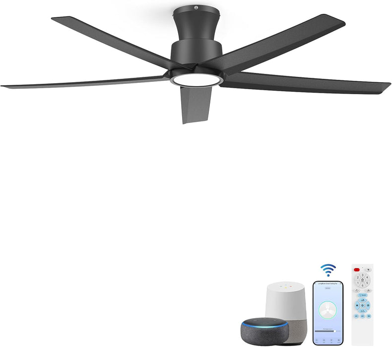 52-Inch Quiet Smart Black Ceiling Fan Brushless