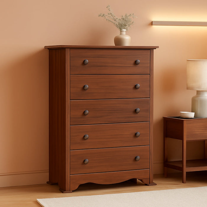 Sonoma Traditional 5-Drawer Tall Dresser for Bedroom, Functional Bedroom Dresser Chest of Drawers 17.75" D X 31.5" W X 44.75" H, Cherry