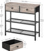 29.5" Narrow Console Table with 2 Fabric Drawers, Sofa Table, Small Entryway Table with 3-Tier Storage Shelves, behind Couch Table, for Living Room, Hallway, Greige and Black BG72XG01