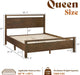 Queen Size Solid Wood Bed Frame with Headboard, Minimalist Platform Bed with Wooden Slats Support/No Box Spring Needed/Easy Assembly/Noise-Free, Dark Brown