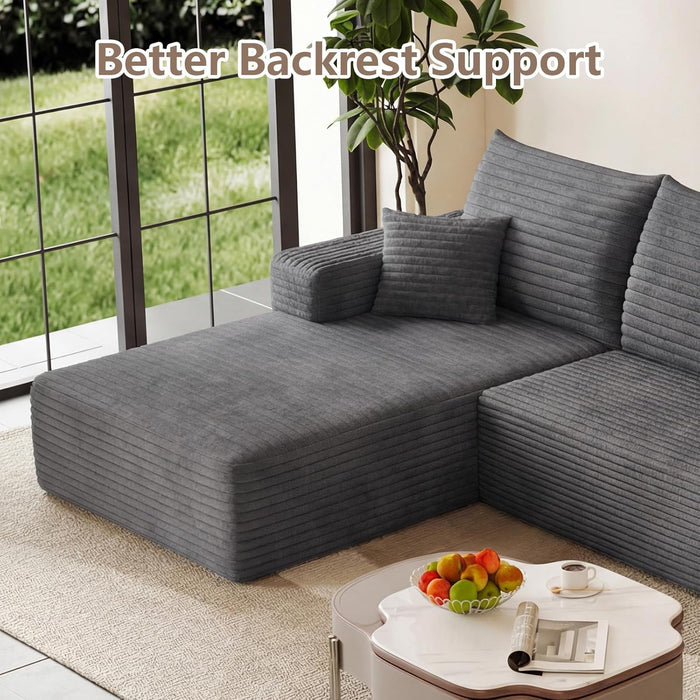 Grey NinetyFiveInch Upholstered Corduroy Sleeper Sofa