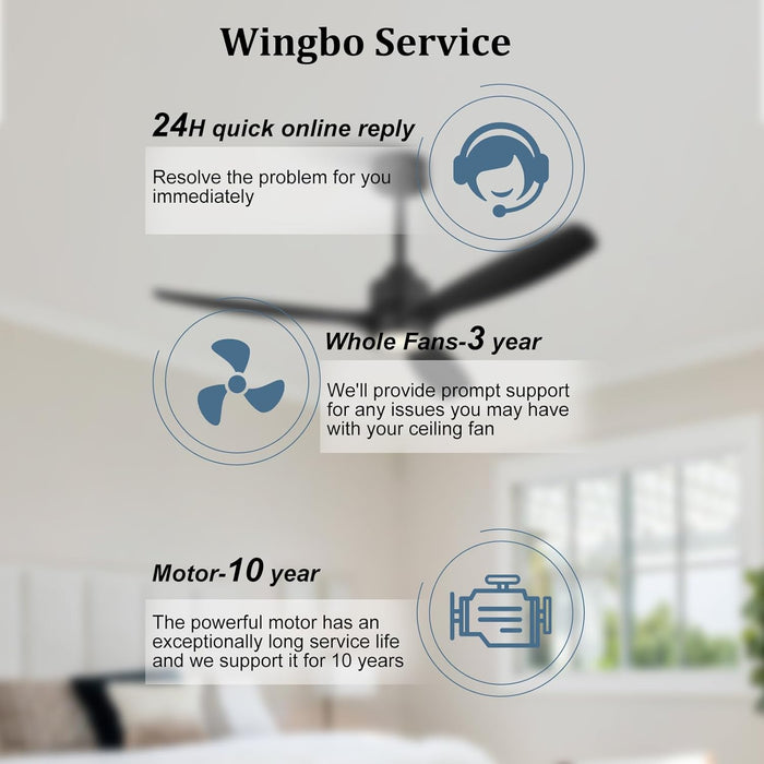 48" Outdoor Ceiling Fans with Lights, Wet Rated Waterproof Indoor Ceiling Fan with Remote, 3 ABS Blades Modern Ceiling Fan, 3CCT, Quiet 6-Speed DC Motor, for Porch Patio Bathroom, Black