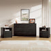 Black Dresser for Bedroom, 55" Wide Mid Century Modern Chest of Drawers with 9 Large Storage Space and Curved Edge Design, 9 Drawer Large Dresser for Bedroom