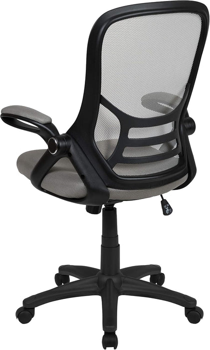Porter High-Back Swivel Office Chair with Adjustable Lumbar Support and Seat Height, Ergonomic Mesh Desk Chair with Flip-Up Armrests, Gray/Black