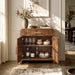 31.3" Modern Buffet Cabinet with Storage, Curved 2-Door Sideboard | Accent Storage Cabinet for Kitchen with Adjustable Shelves, Wooden Coffee Bars Credenzas Console Table, Entryway, Dark Burl