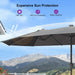 13Ft Double-Sided Patio Umbrella with Solar Lights Outdoor Market Umbrella with Base and Crank Handle Table Umbrella for Backyard Pool Garden Deck, Grey