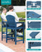 Tall Adirondack Chairs Set of 2 with Double Layer Connecting Tray, HDPE Bar Height Outdoor Chairs, Wood-Like Adirondack Bar Stools for Patio, Balcony, Porch, Blue