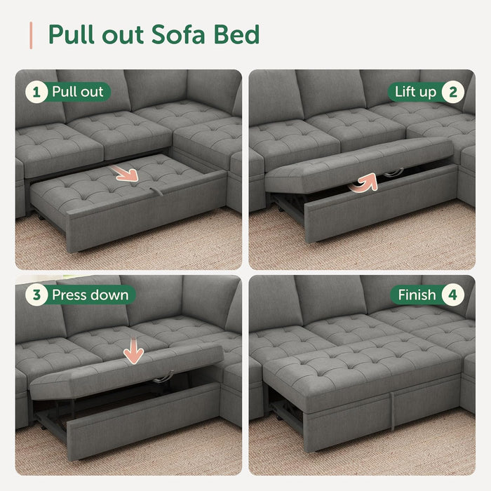 Modular Sectional Sofa Bed With Generous Understorage