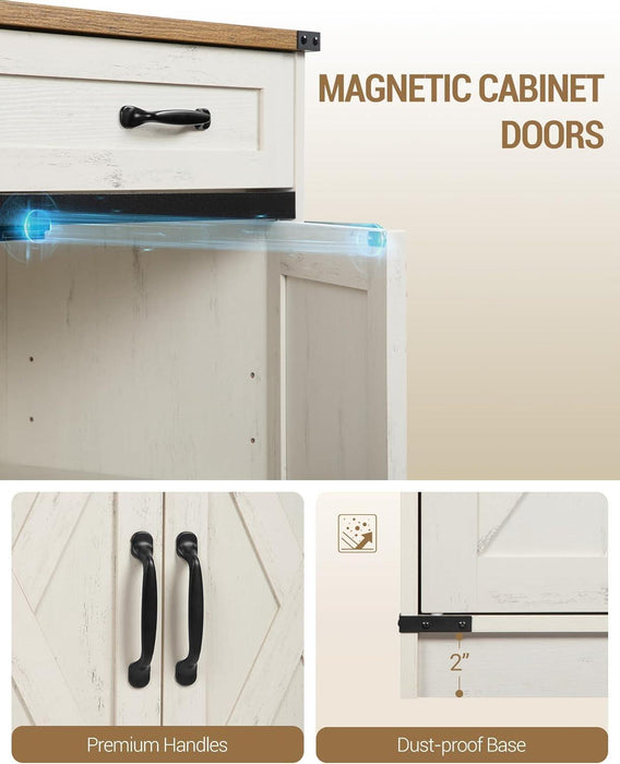 Buffets Cabinet with Storage, Sideboards Cabinet with Drawer, 55.1" Coffee Bar Cabinets with Doors & Adjustable Shelves, Modern Farmhouse Kitchen Storage Cabinets for Diningroom, White Brown