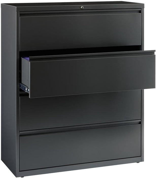 Hirsh 42 Inch Wide 4 Drawer Metal Lateral File Cabinet for Home and Office, Holds Letter, Legal and A4 Hanging Folders, Charcoal