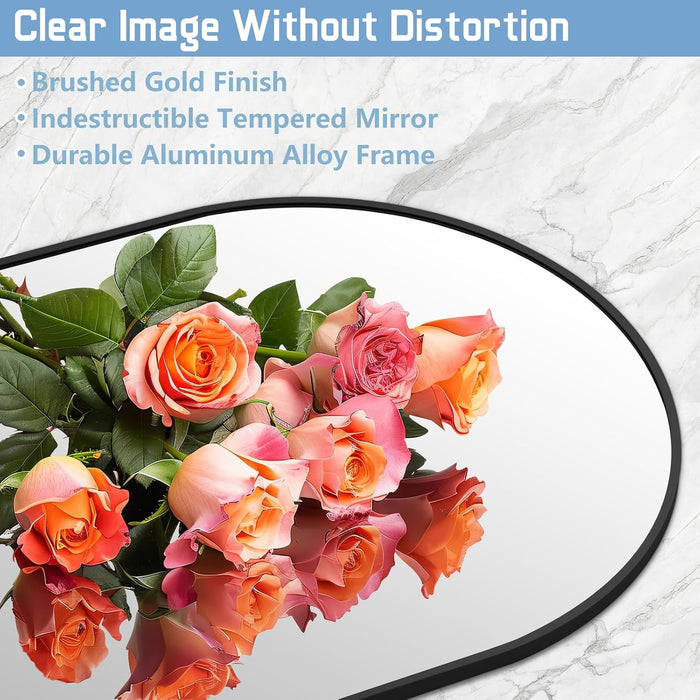 76"X34" Large Arched Floor Mirror Full Length with Stand, Black