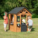 Cedar Wooden Playhouse Light Brown with Wide Windows and Accessories