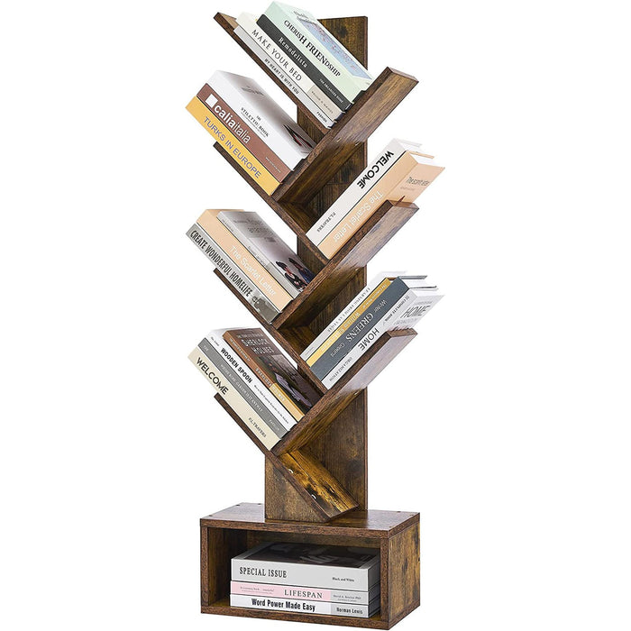 Rustic Tree Bookshelf with Drawer and Shelves