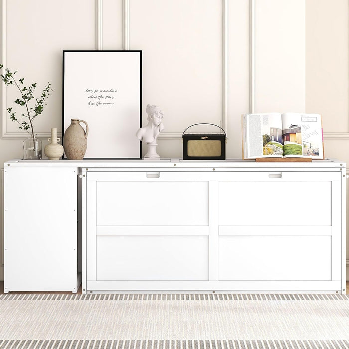 Queen Size Murphy Bed with Rotable Desk, Space-Saving Design Wall Cabinet Bed Frame with Storage Shelves for Bedroom and Guest Room, No Box Spring Required, White