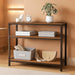 Industrial Console Table, 3 Tier Entryway Table with Storage Shelves, Narrow Sofa Tables for Living Room, Foyer, Hallway, Entrance, Metal Frame, Rustic Brown