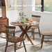 36" round Wood Dining Table, Farmhouse Kitchen Table with Intersecting Pedestal Base & Solid Rubber Wood Legs, Vintage Coffee Tables for Dinette, Small Spaces, Restaurant, Brown
