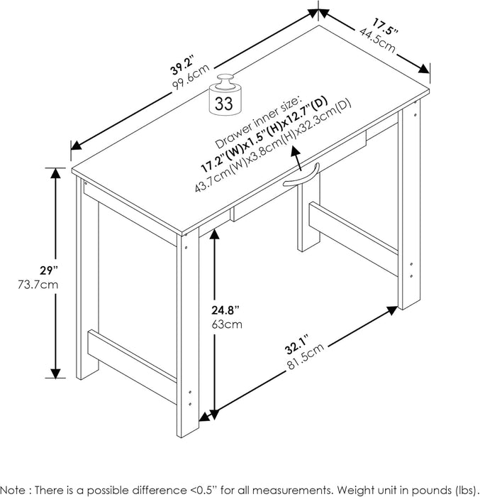 Jaya Writing Desk for Residential Use with Drawerblack, Blackwood, Large