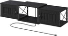 Farmhouse Floating TV Stand with Power Outlet, Wall Mounted Entertainment Center with Doors, Floating Media Console Cabinet with Storage, for Living Room, Bedroom, Black TVBK401E01